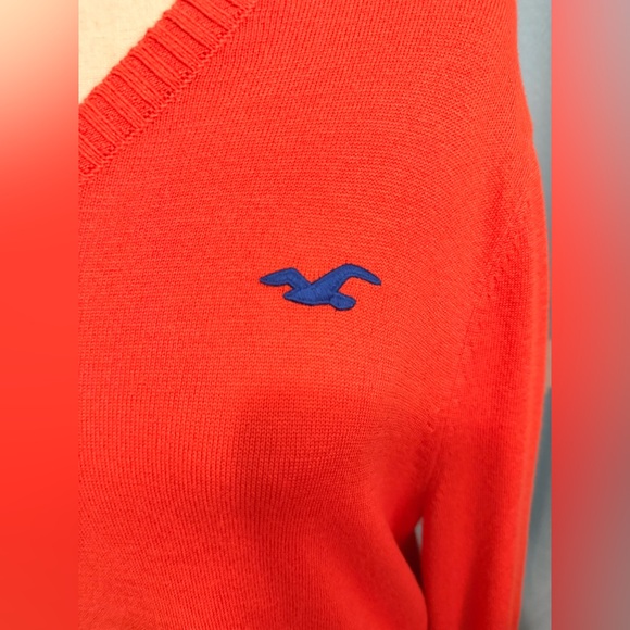 NOS Hollister Y2K orange sweater. Blue logo. M - Picture 5 of 6